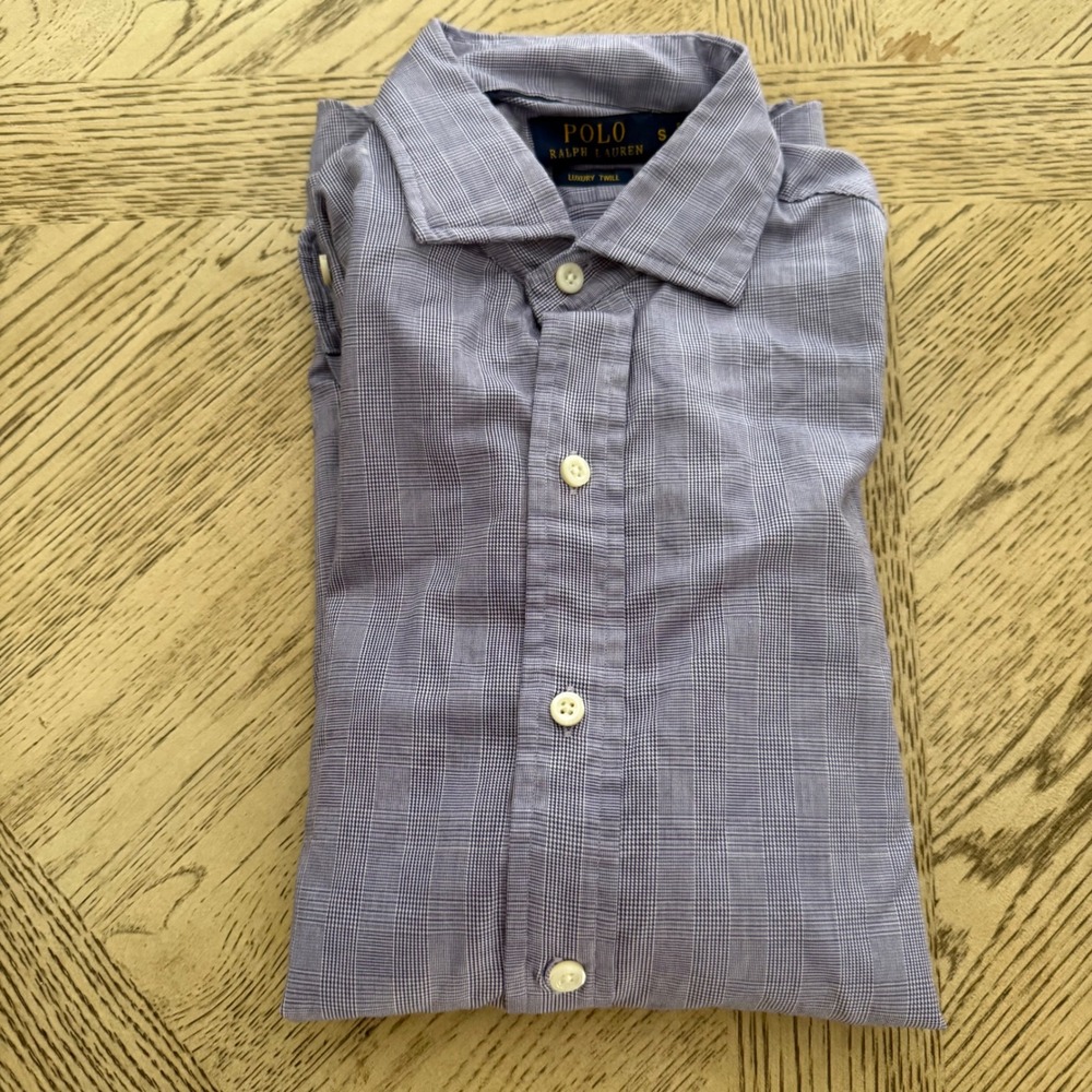 Polo Ralph Lauren‎ Mens Small Luxury Twill Checkered Button Down Shirt